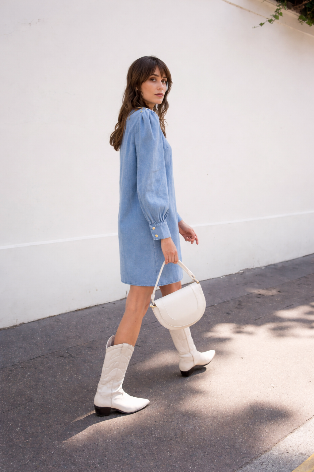 Celestine light blue wash denim dress