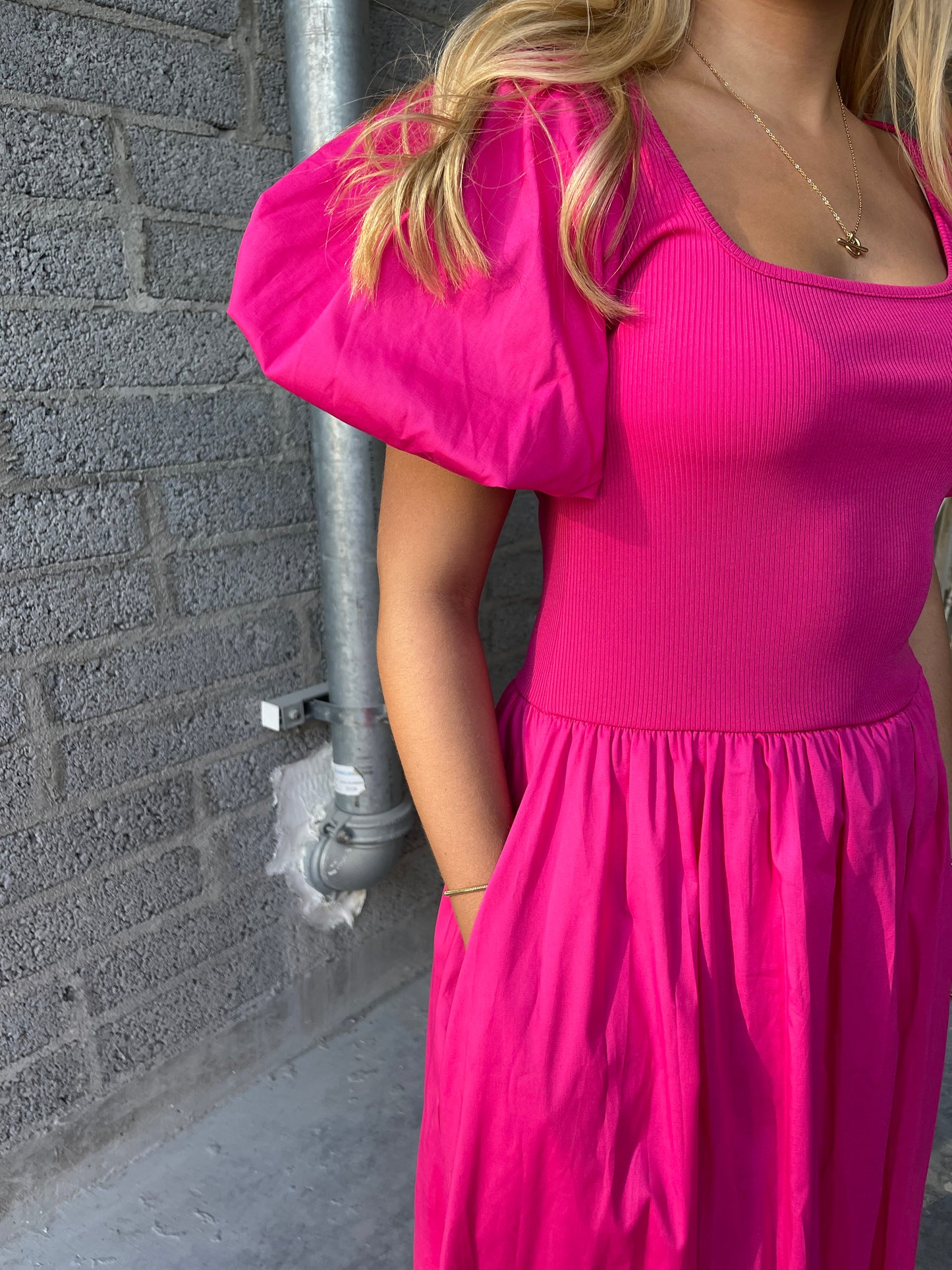 Preorder Freya balloon sleeve pink dress