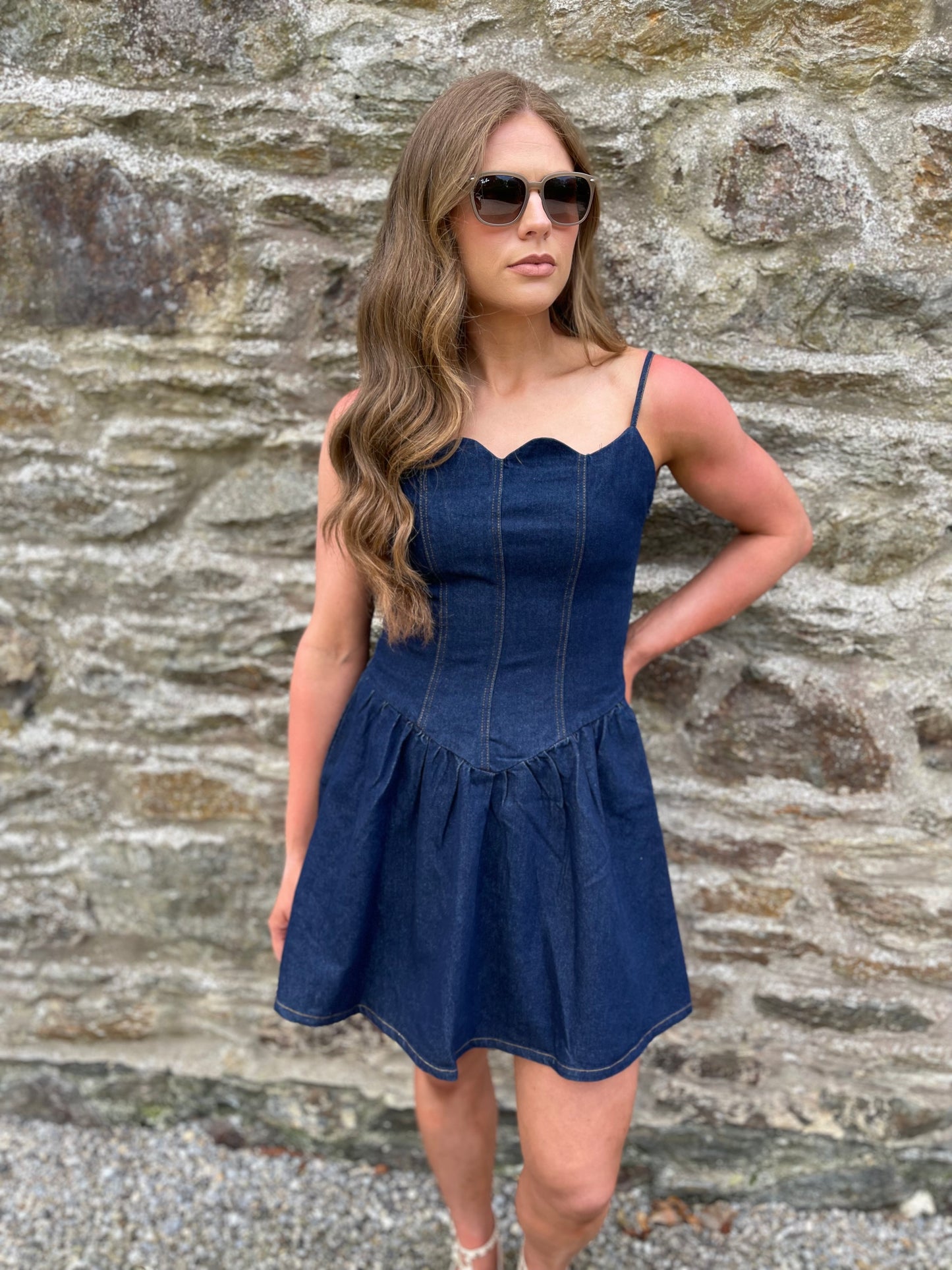 Rachel dark denim skater dress