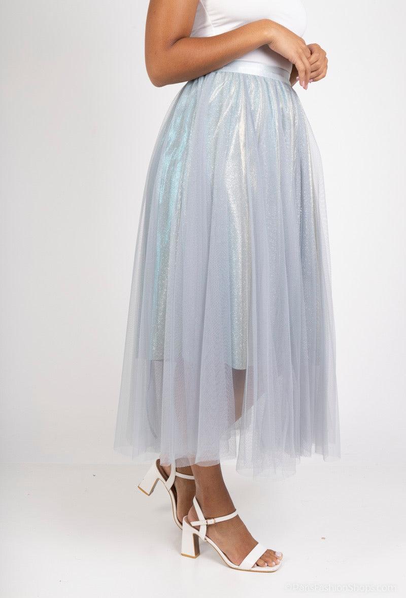 Luna blue glitter tulle skirt