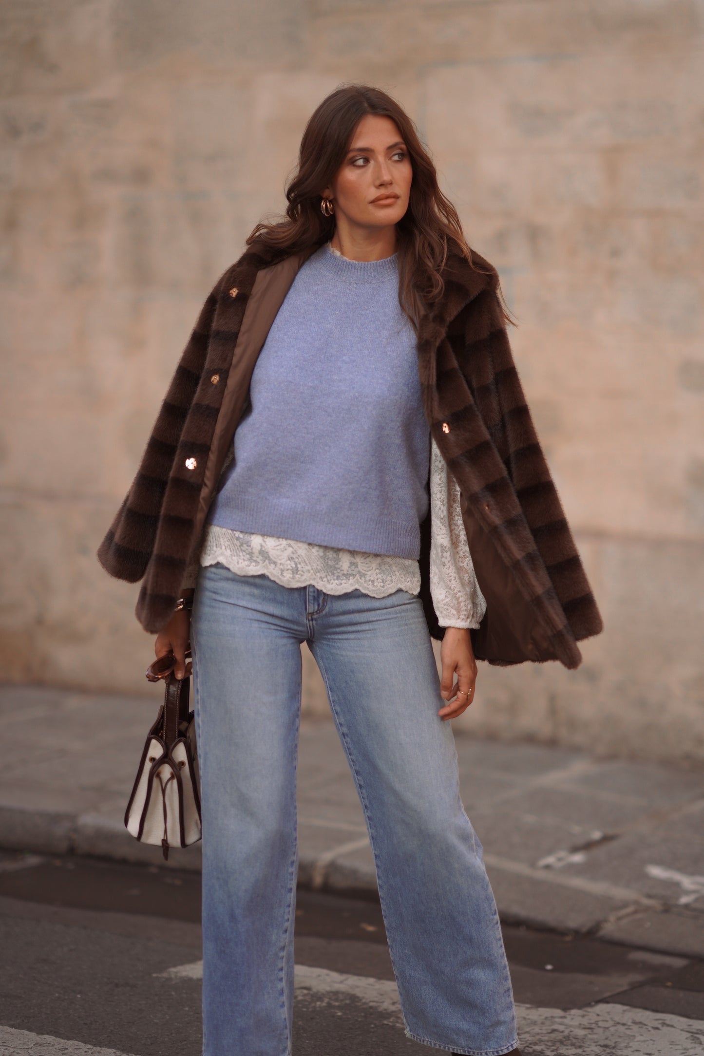 Penelope blue knit gilet & blouse set