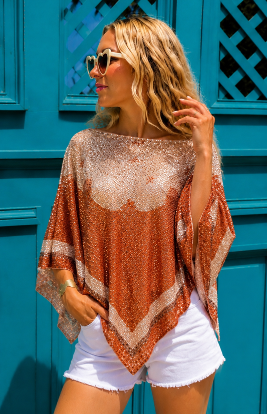 Lila bronze sequin cape top