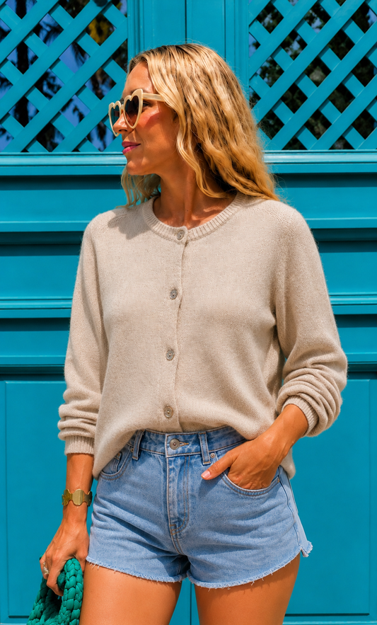 Isla beige alpaca soft cardigan