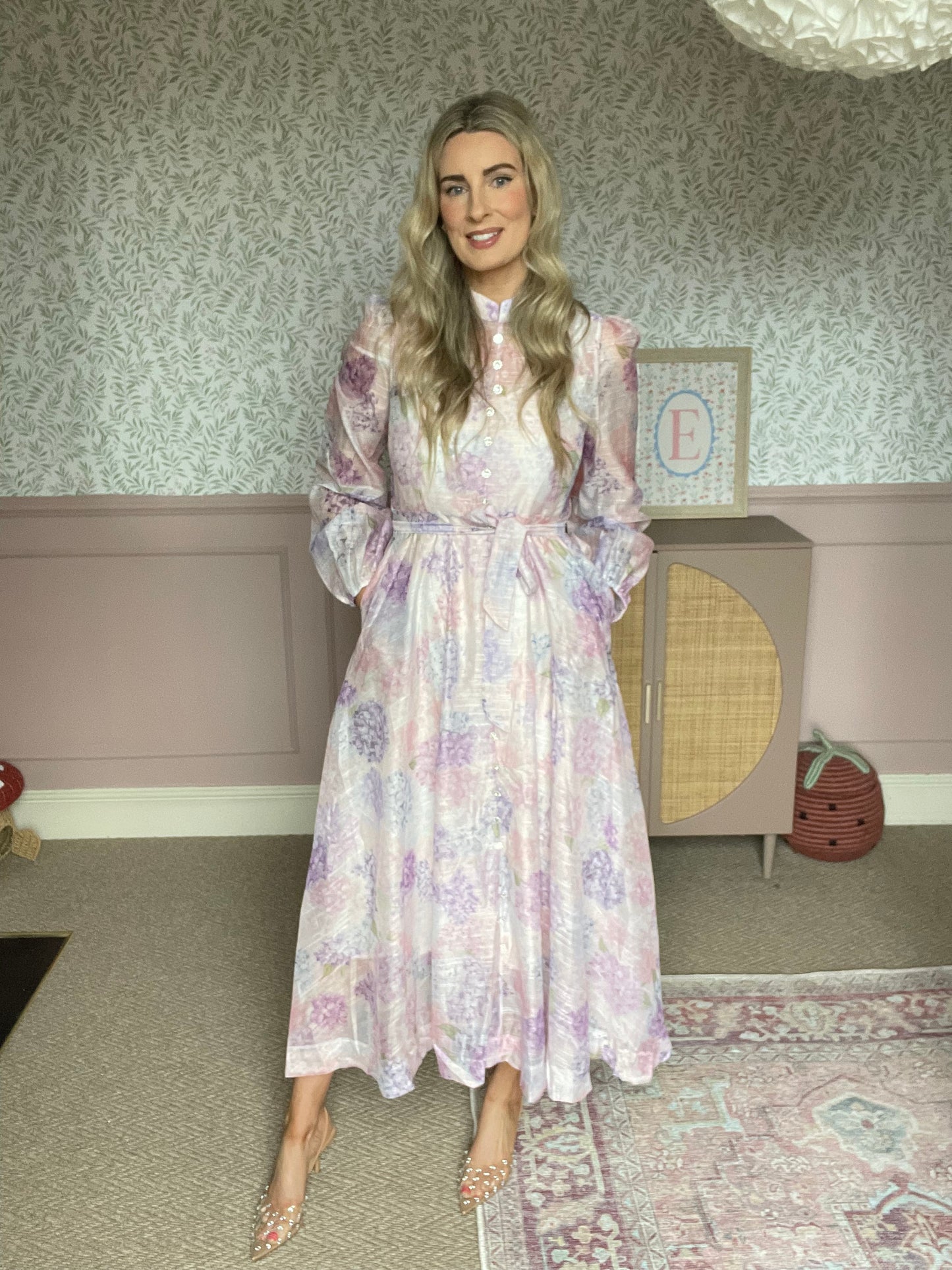 Matilda hydrangeas purple maxi dress