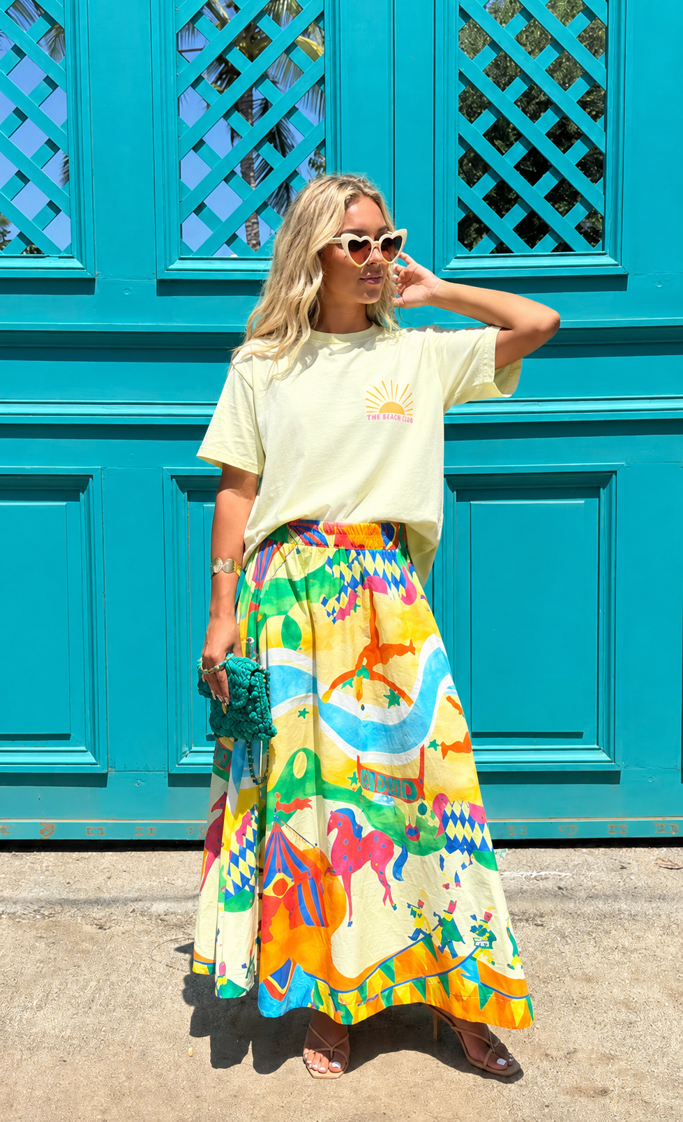 Jodie circus print full cotton skirt