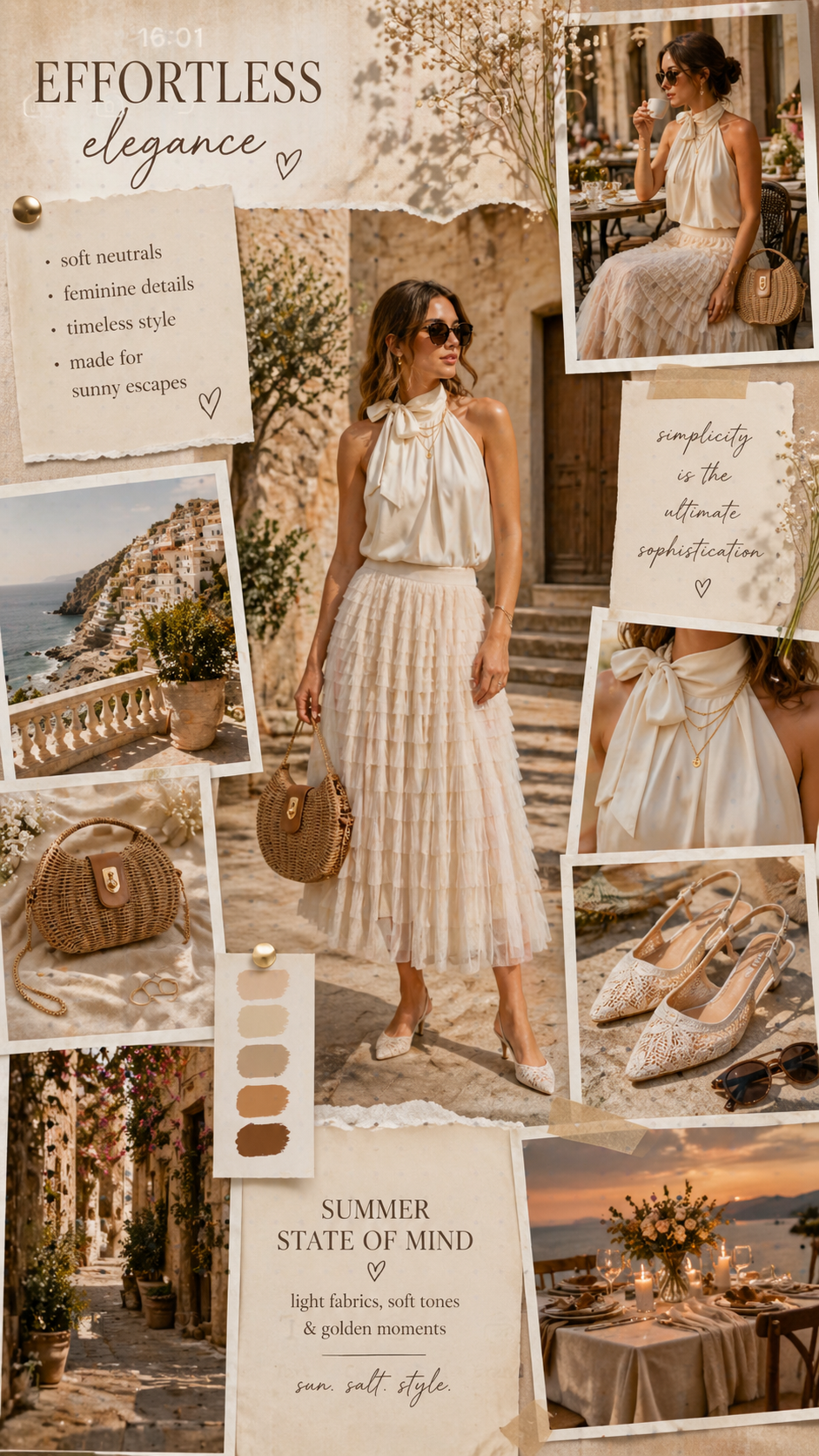 Justine bow neck cream top