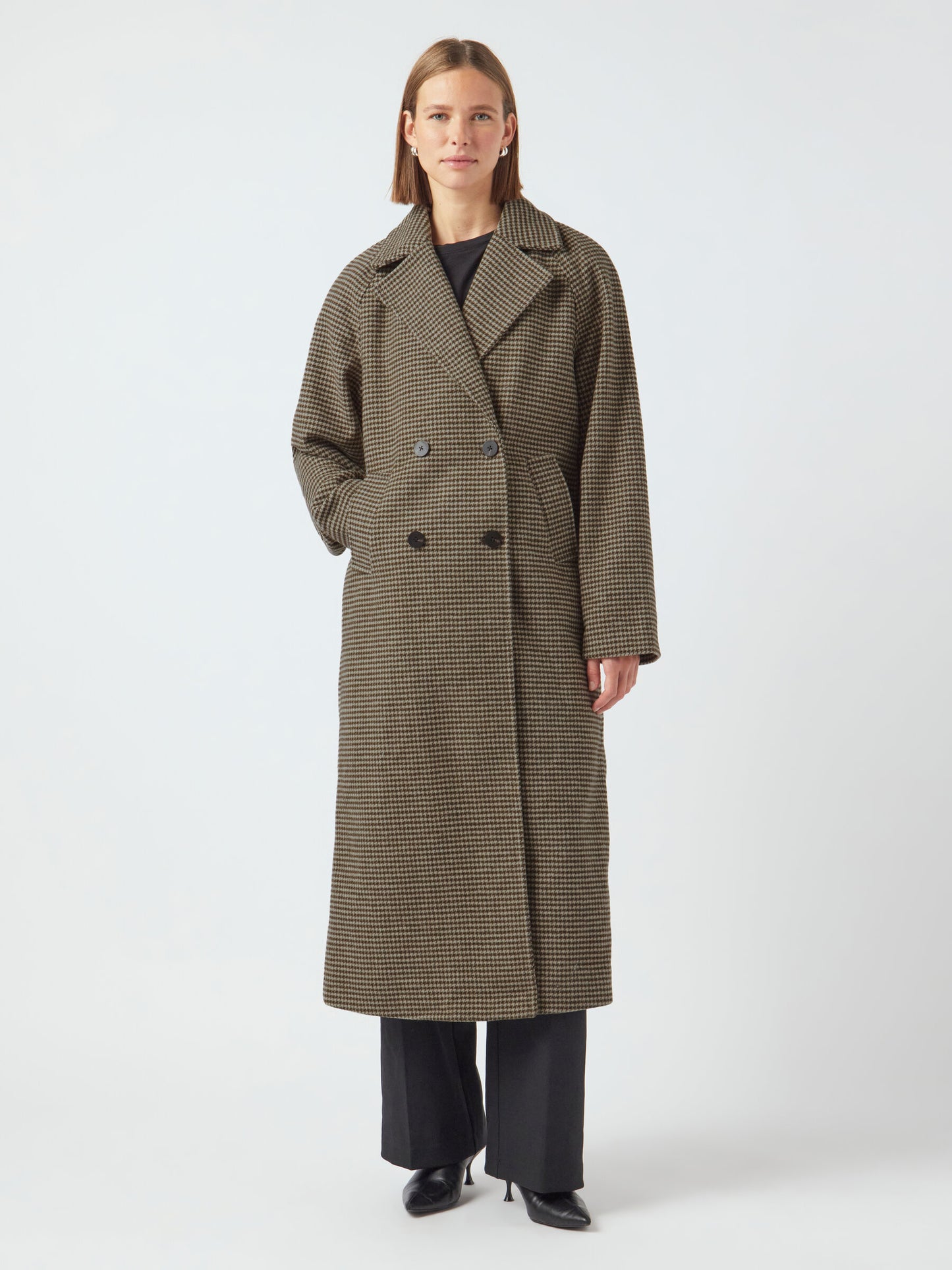 YASMARGOT CHECK WOOL LONG BELT COAT