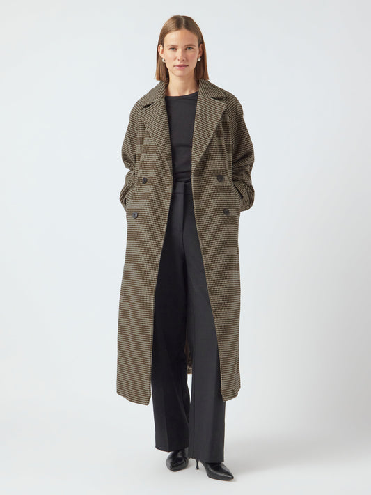 YASMARGOT CHECK WOOL LONG BELT COAT