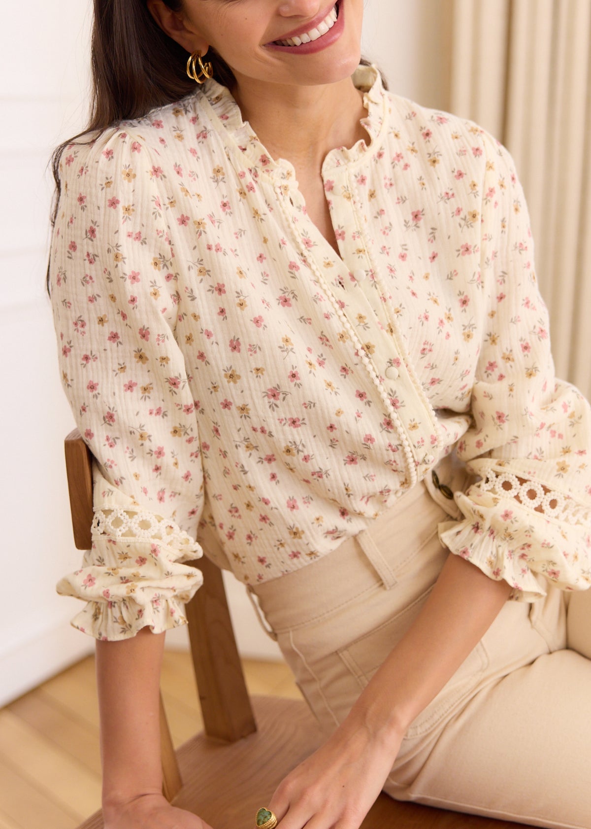Celeste cheesecloth floral blouse