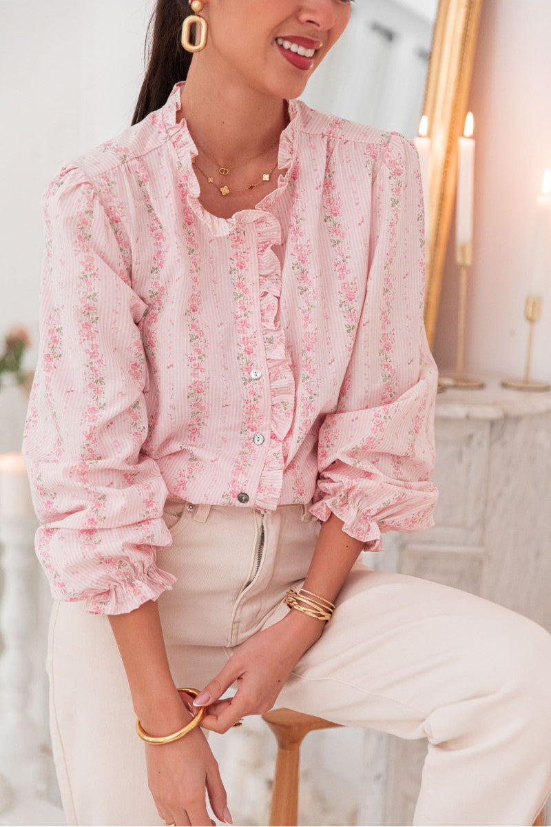 Lara pink floral blouse