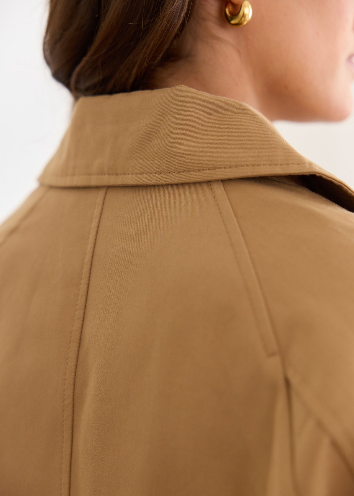 Harper camel floral lined trench jacket