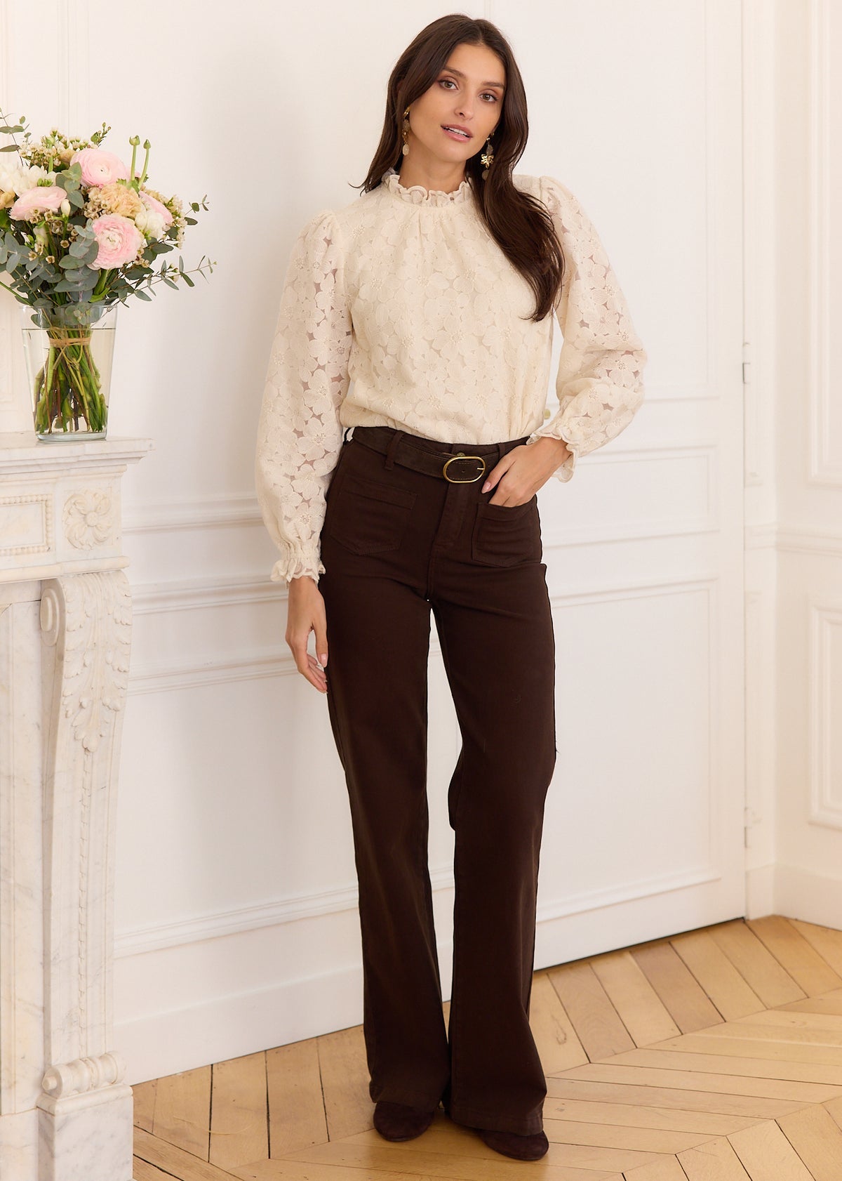 Luna lace floral embroidered blouse