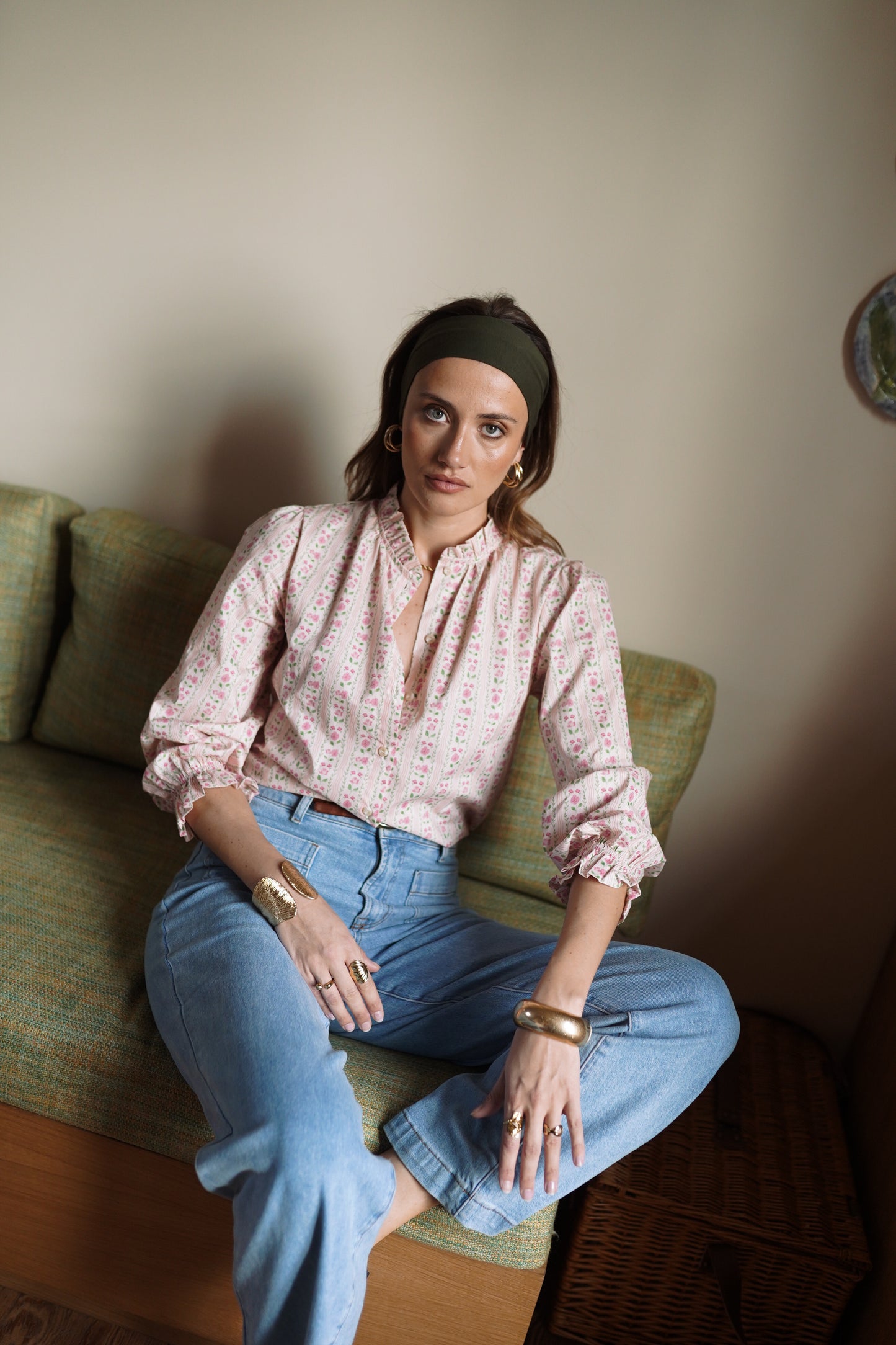 Preorder Grace pink ditsy floral blouse