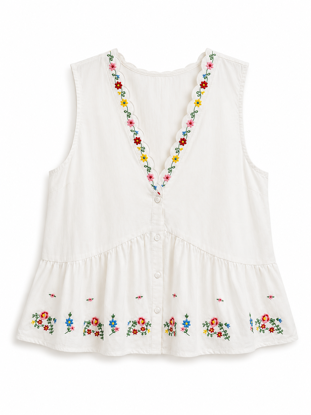Grace peplum embroidered white top