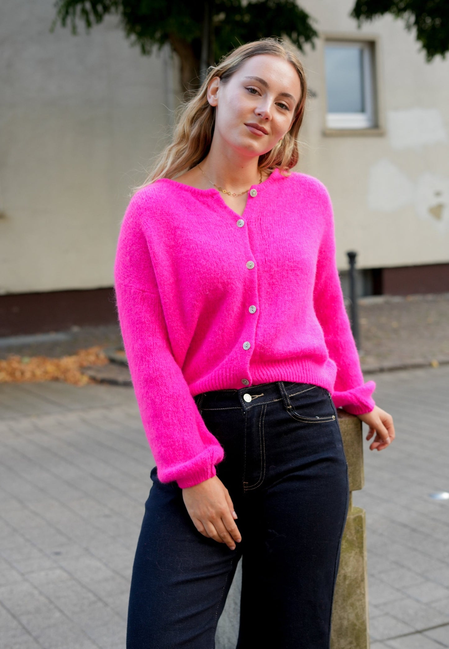 Preorder Harriet neon pink alpaca cardigan