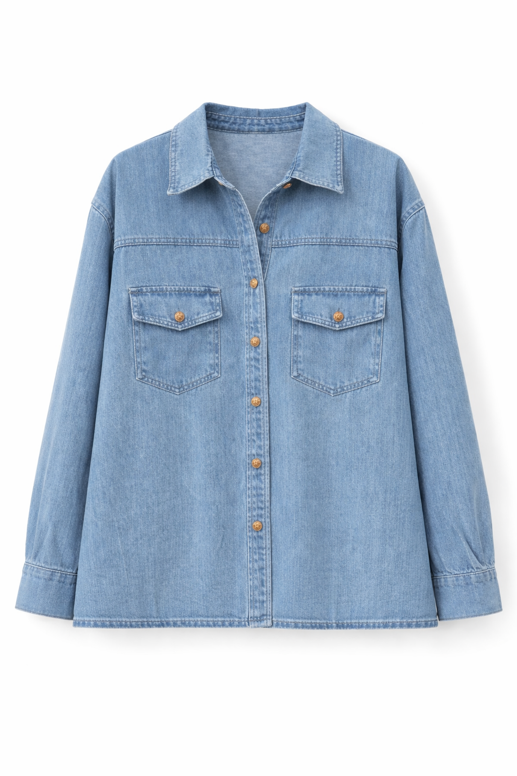 Katy denim overshirt with gold buttons