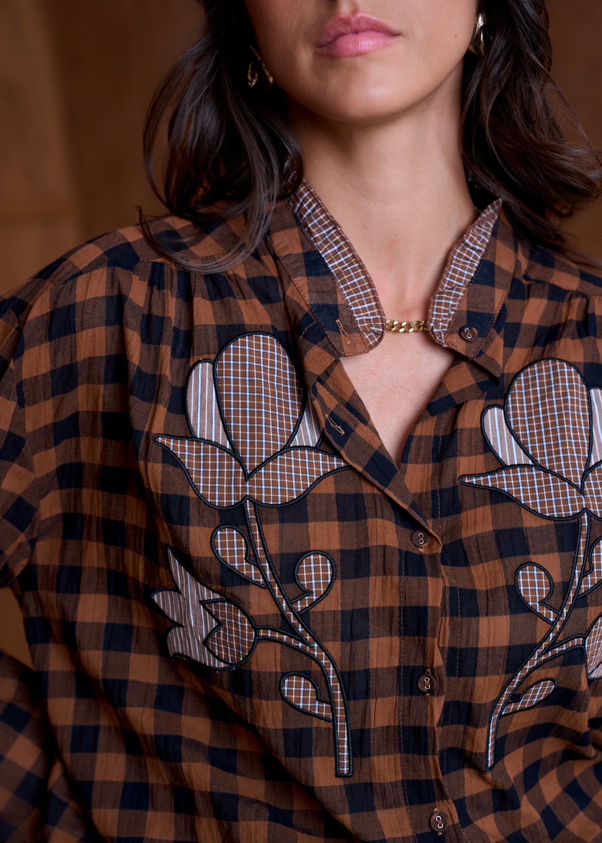 Casey flower print check blouse