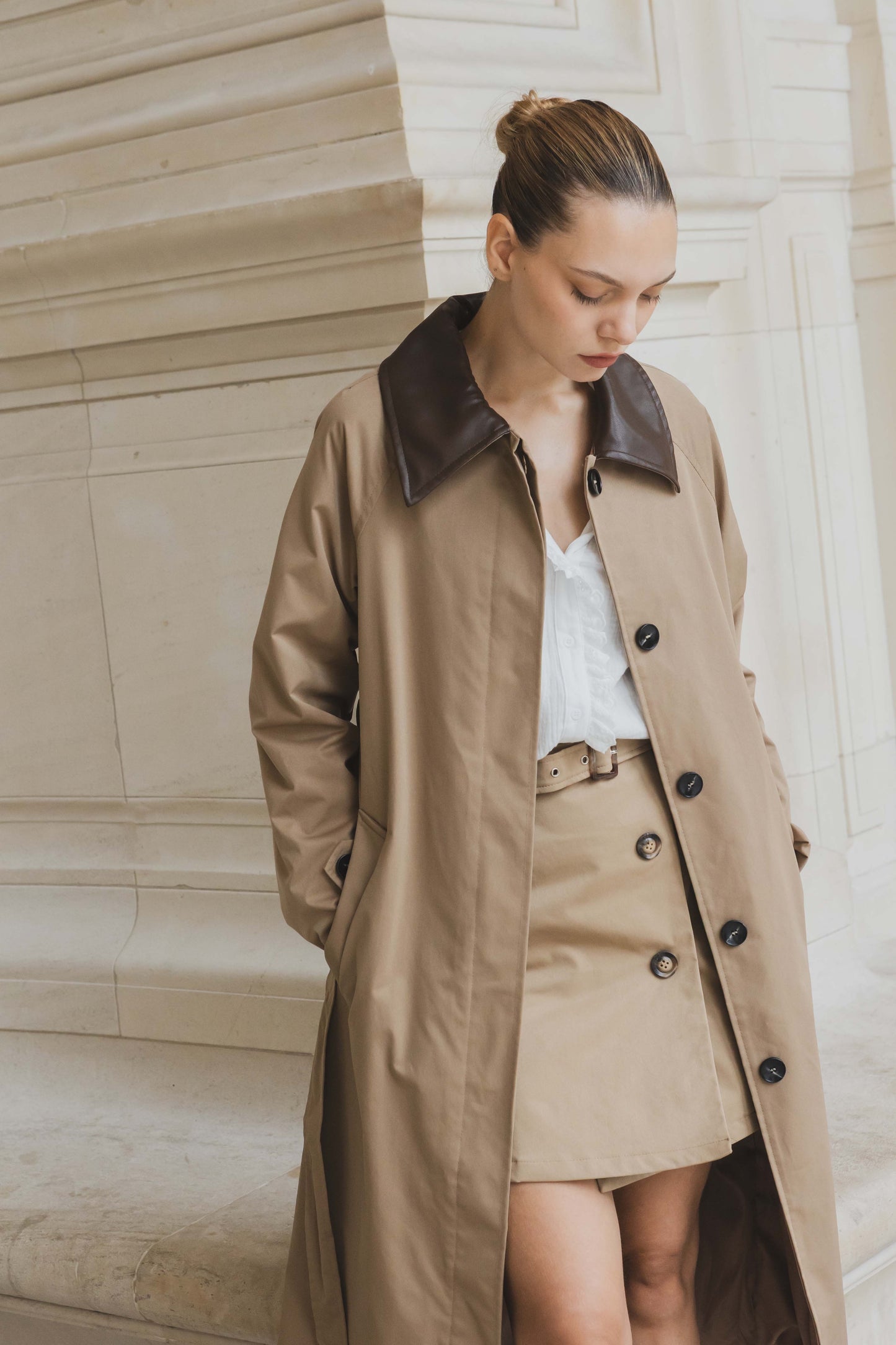 Boston barn collar trench jacket