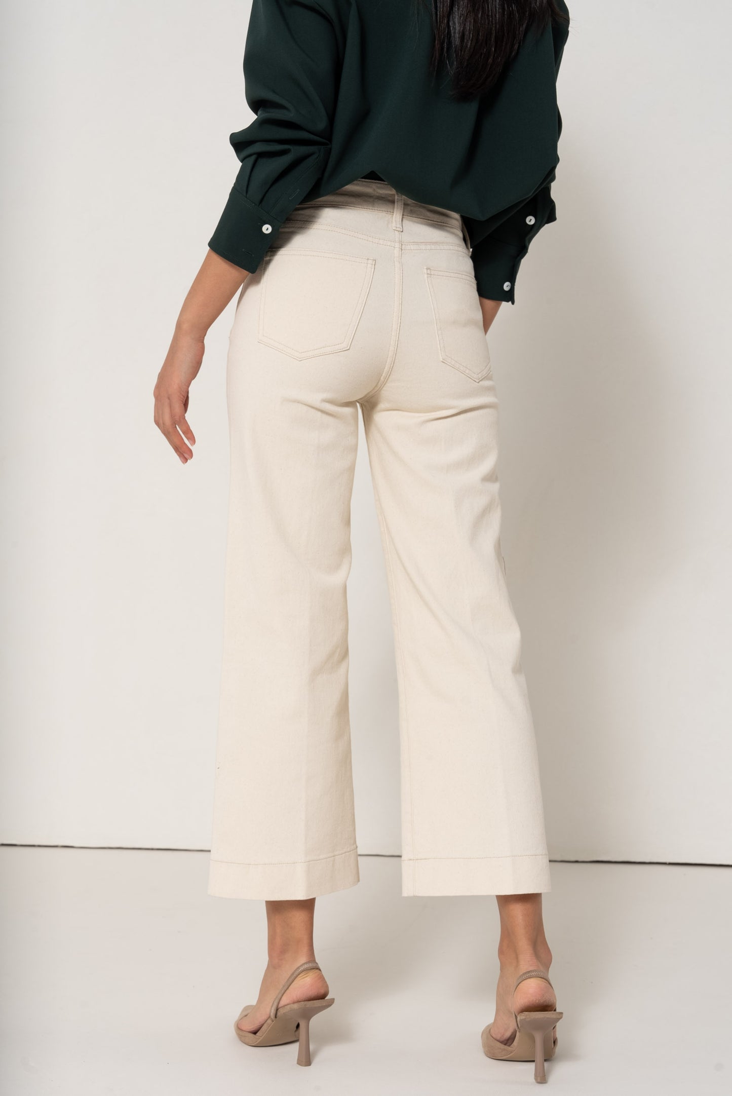 Clair beige cropped wide leg jeans