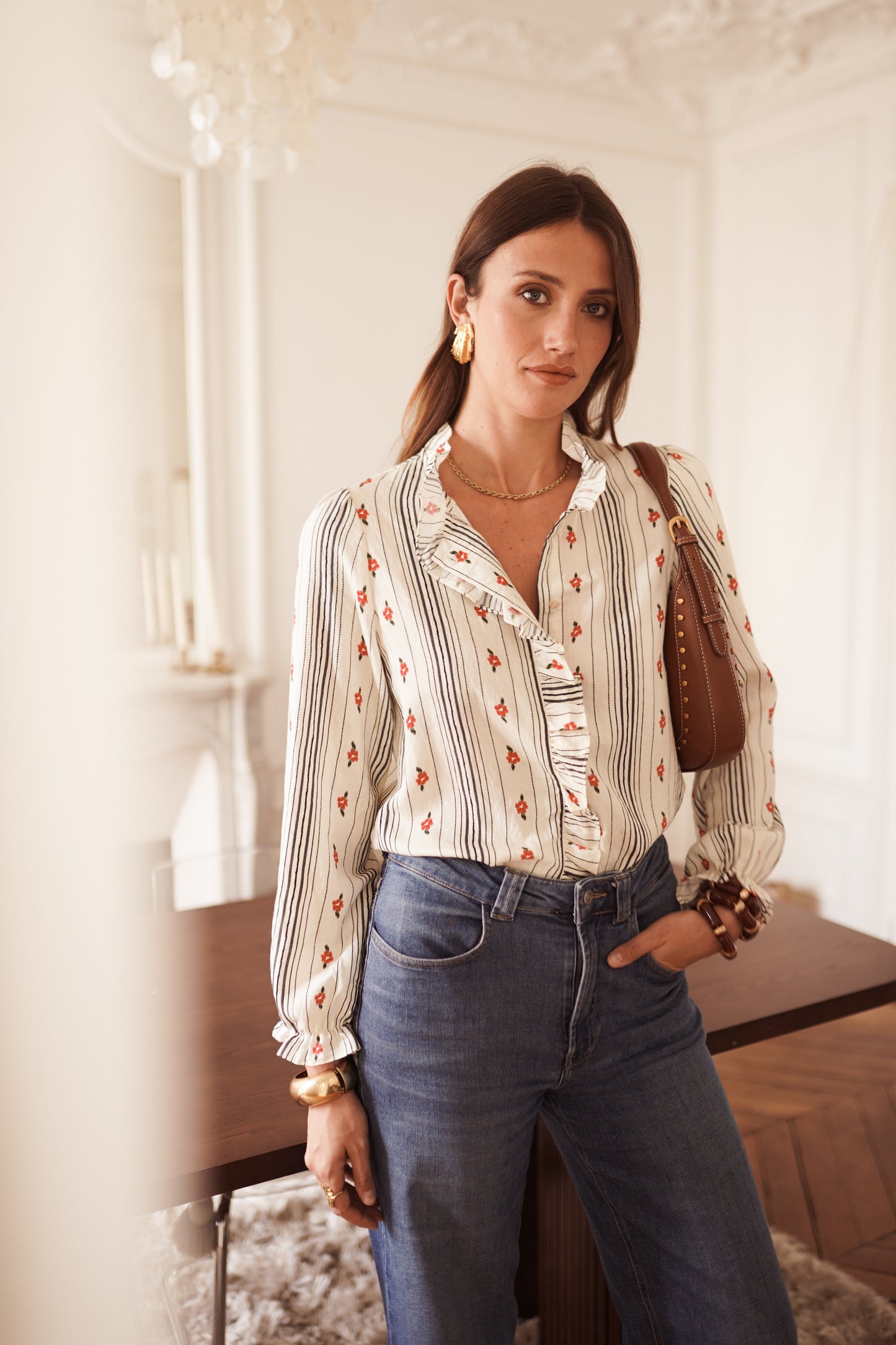 Willow stripe floral blouse