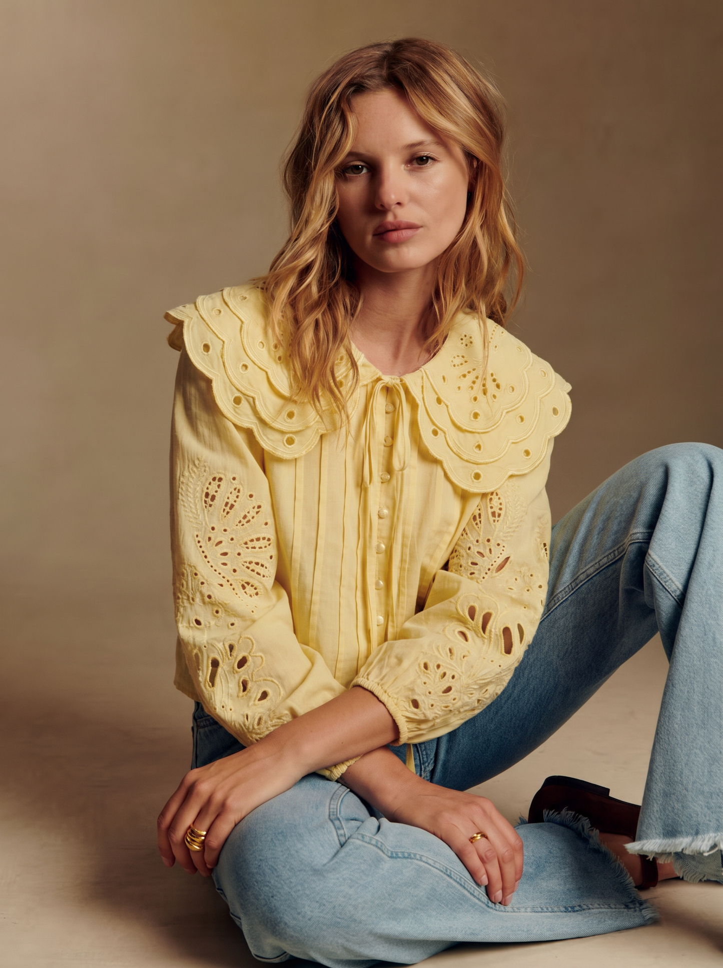 Betty yellow Peter Pan collar blouse