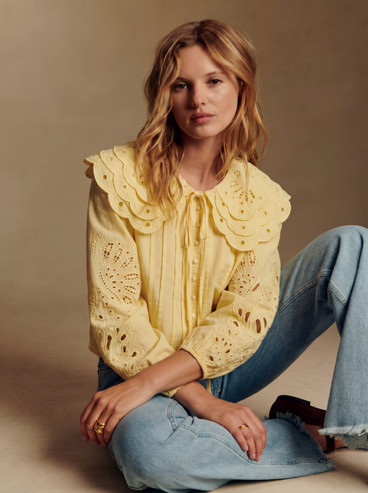 Betty yellow Peter Pan collar blouse