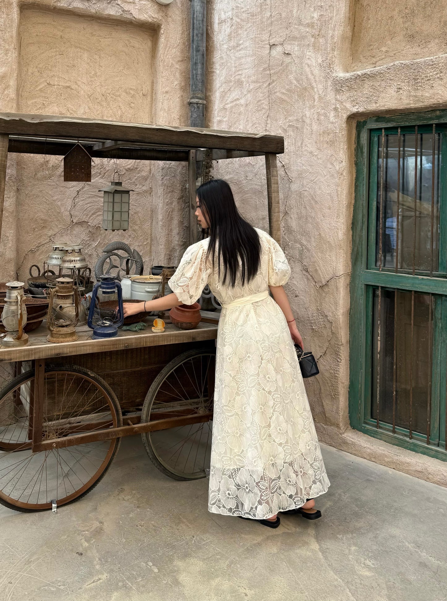 Iris butter yellow lace dress