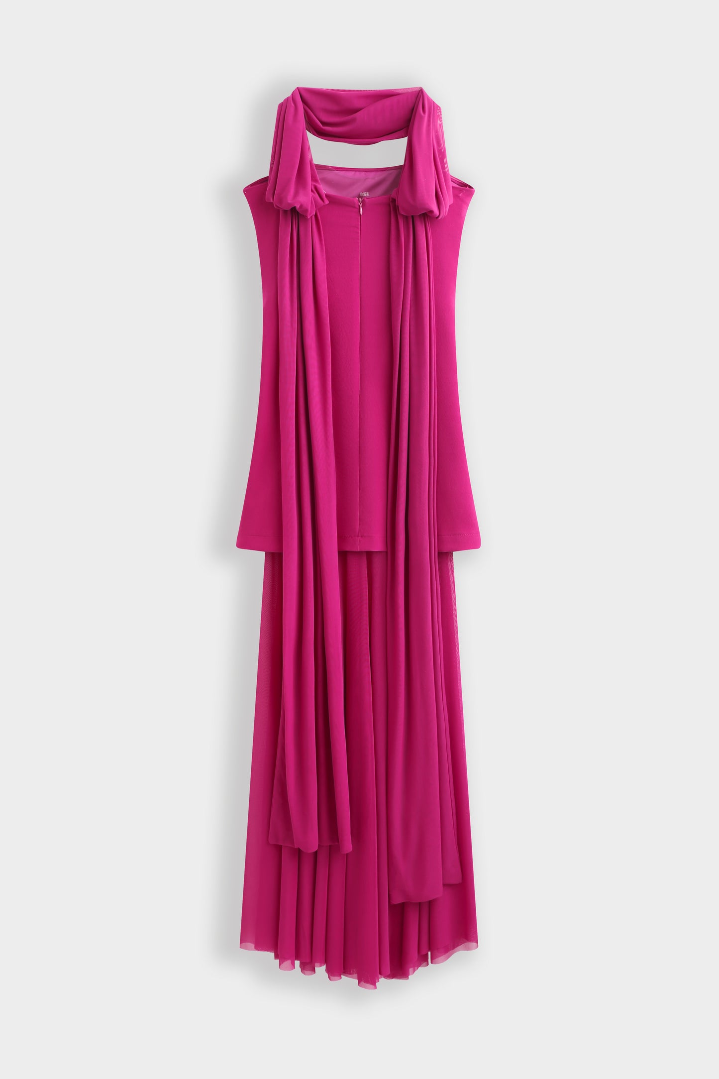 Elodie magenta neck scarf pleated dress