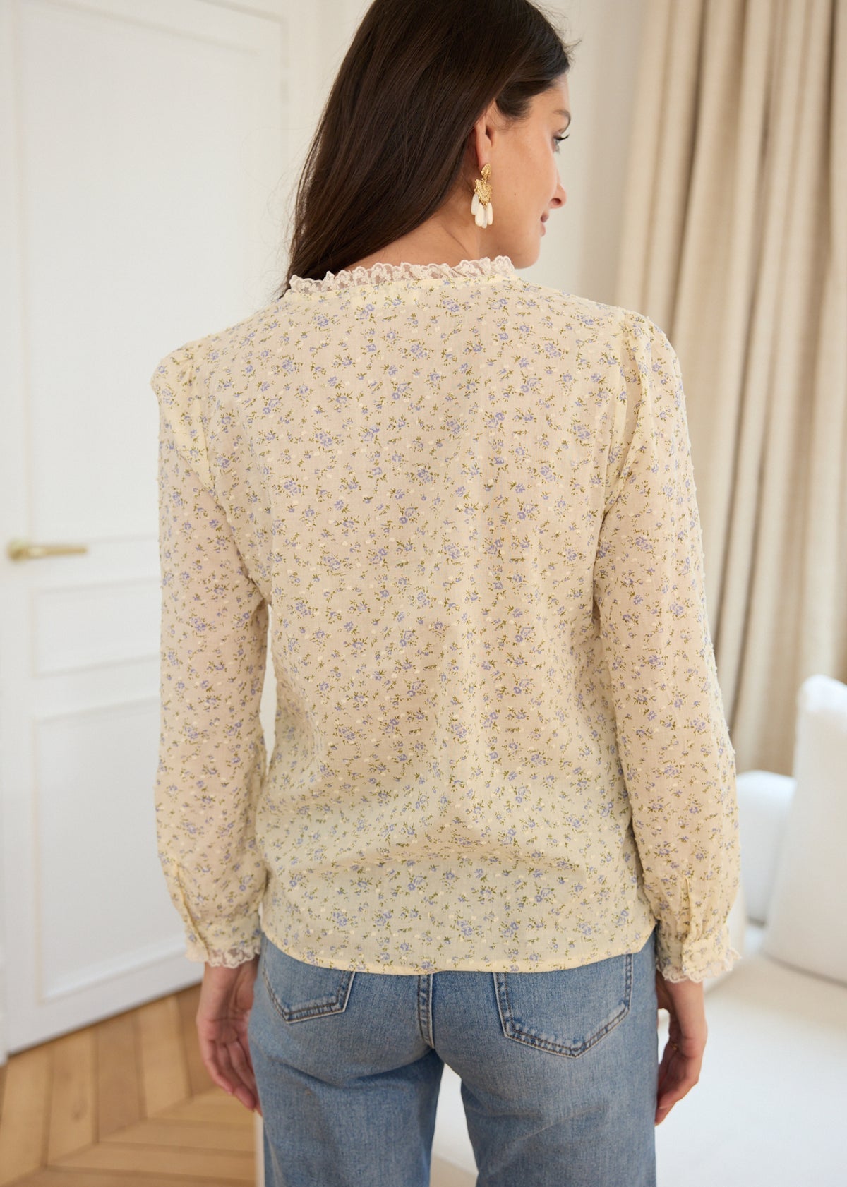 Esme blue floral cotton blouse