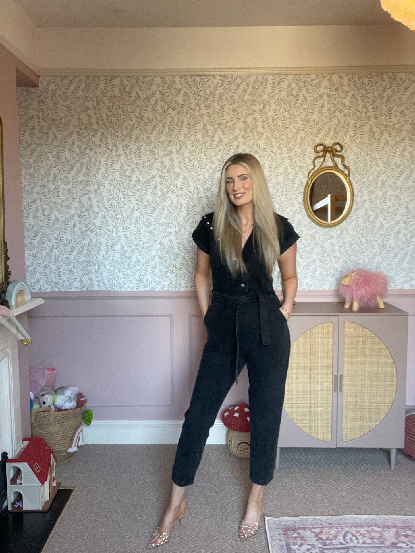 Sienna cap sleeve washed black jumpsuit