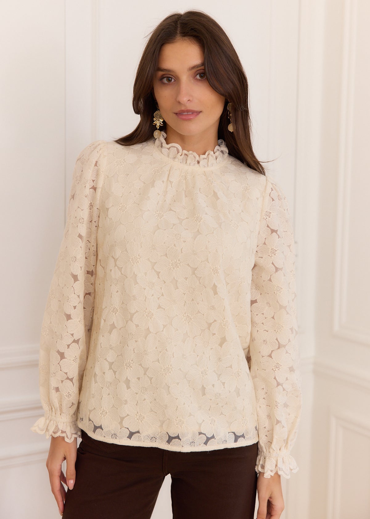 Luna lace floral embroidered blouse