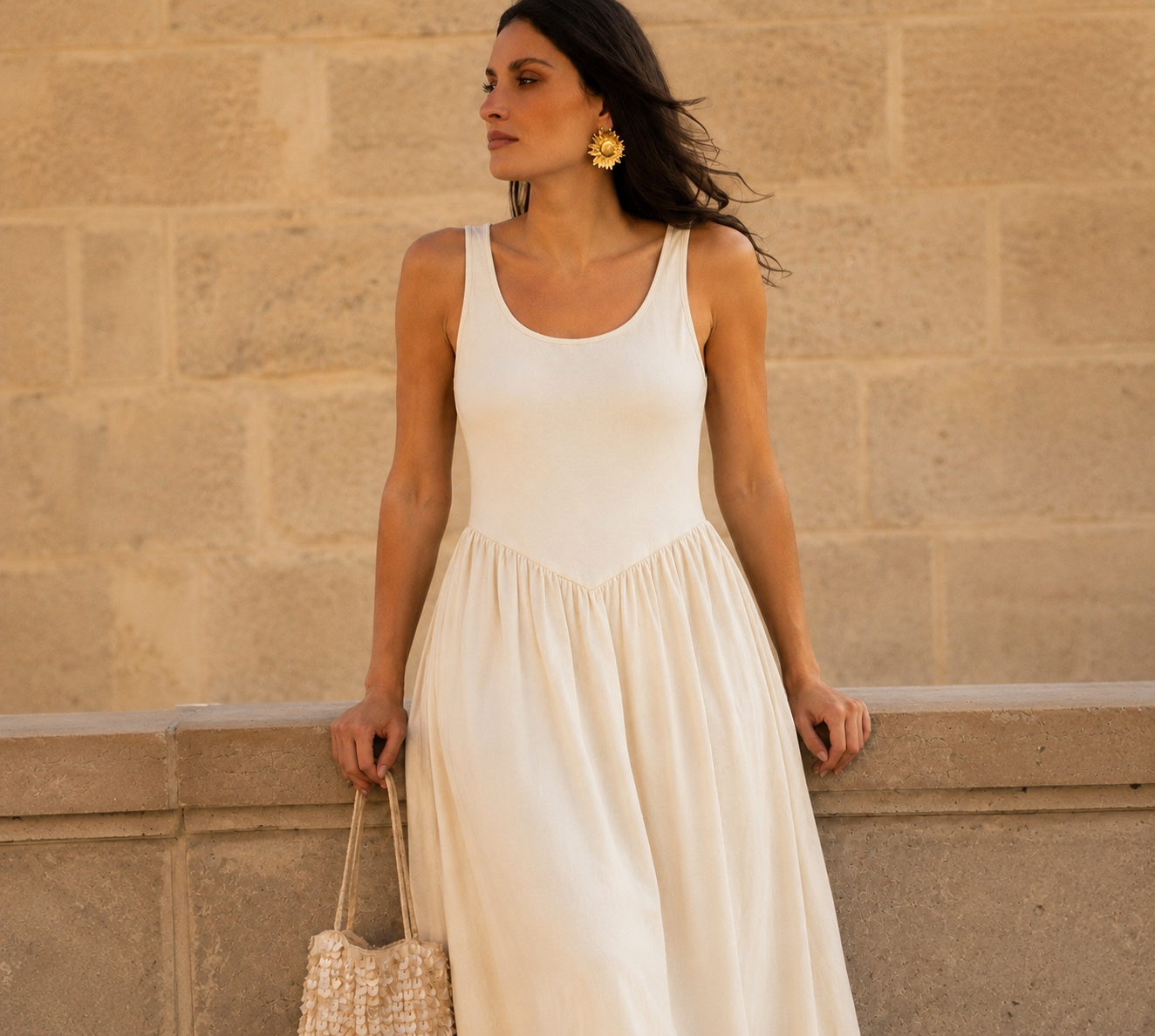 Penny ivory peplum cotton dress