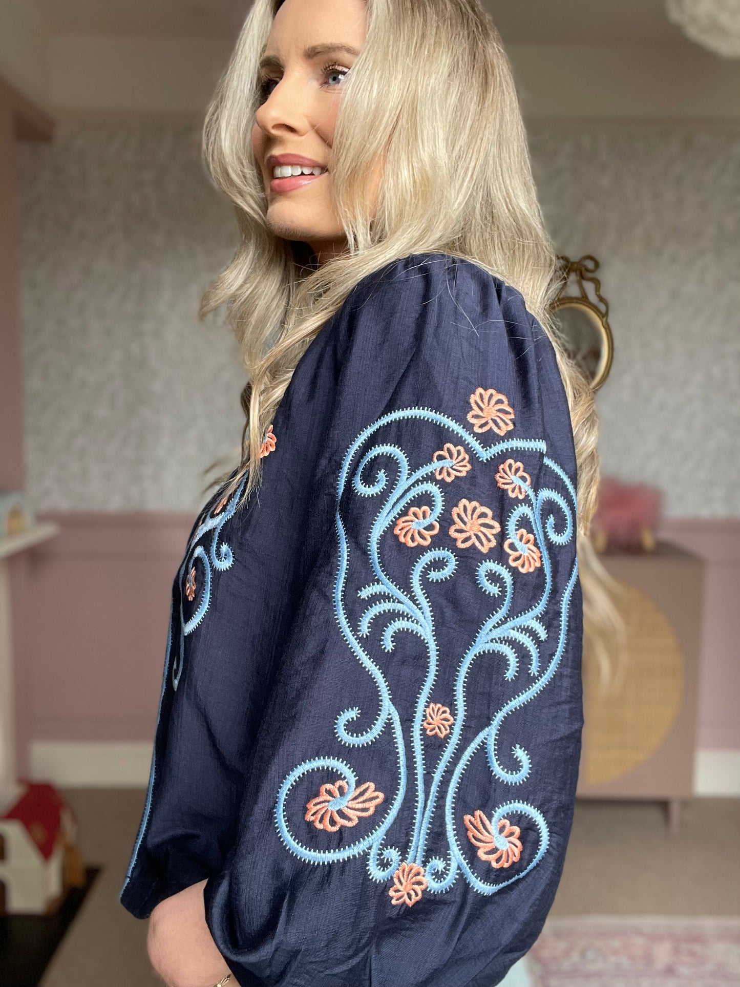 Ottilie navy floral boho jacket