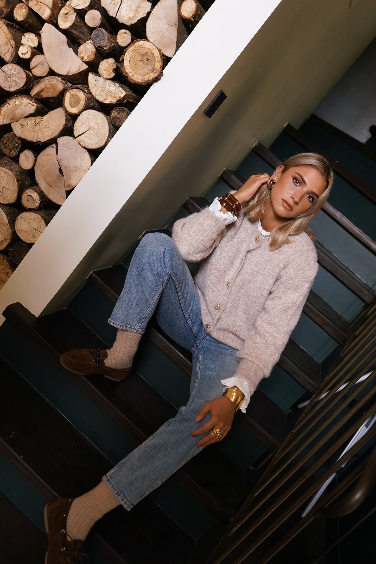 Ellen taupe sun button cardigan