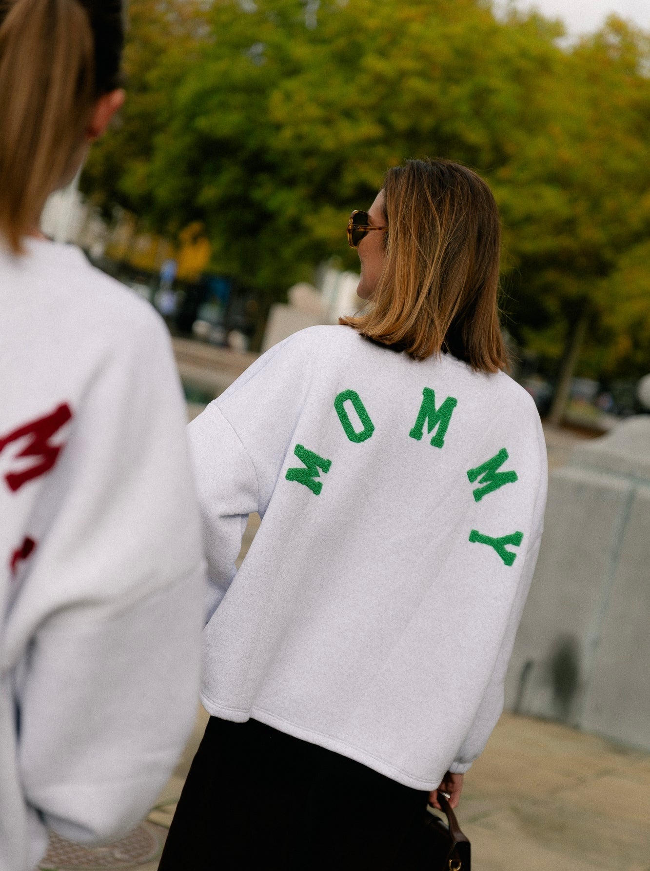 Mommy green grey sweatshirt