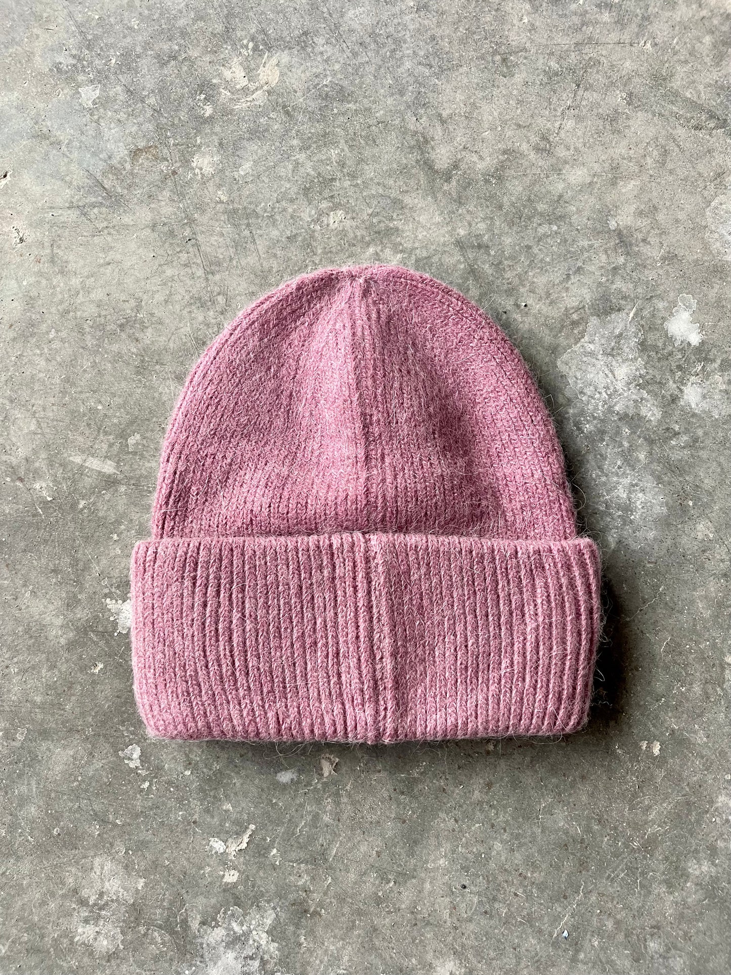 Powder pink fluffy beanie hat