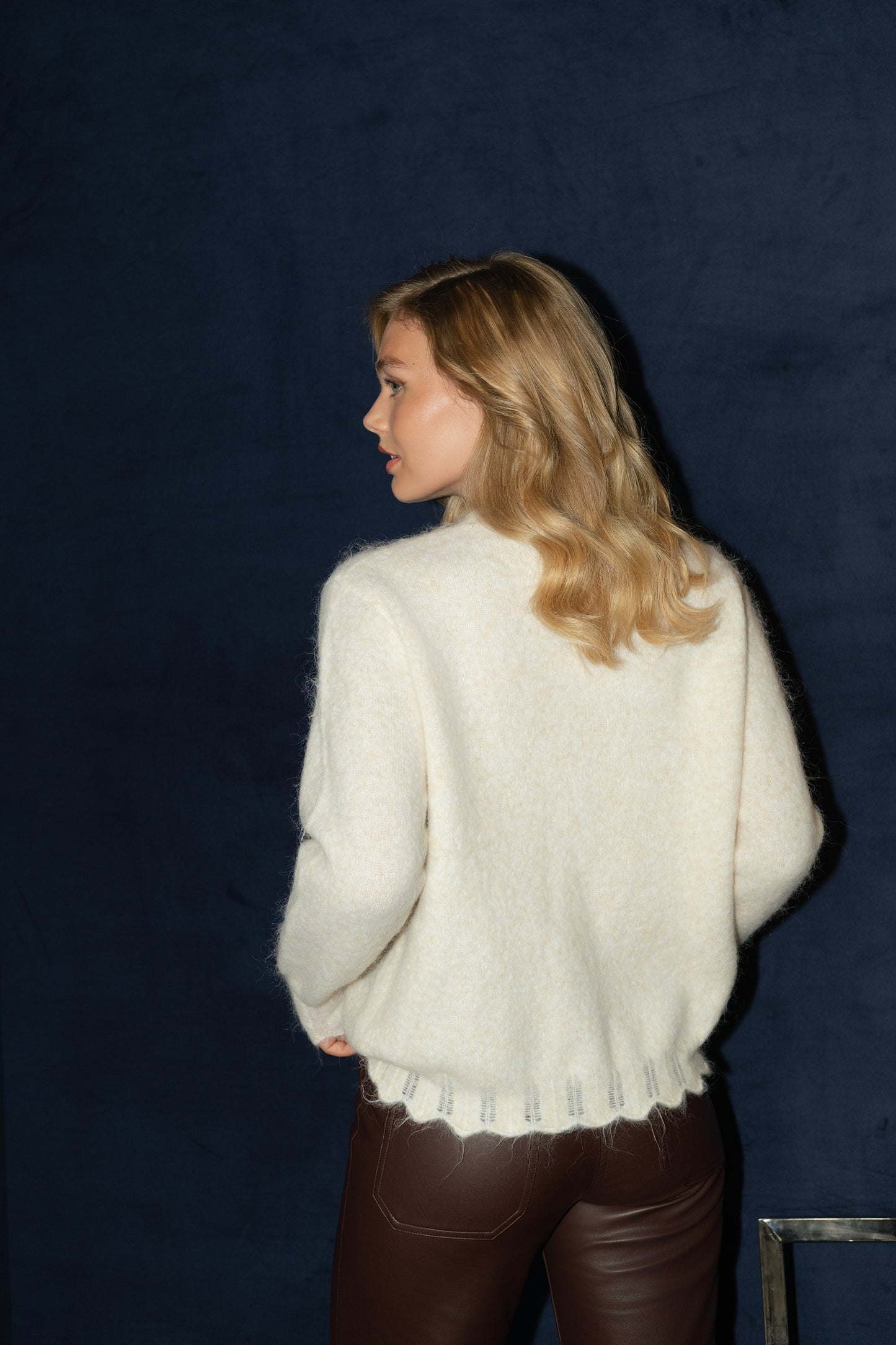Grace ivory scallop trim jumper