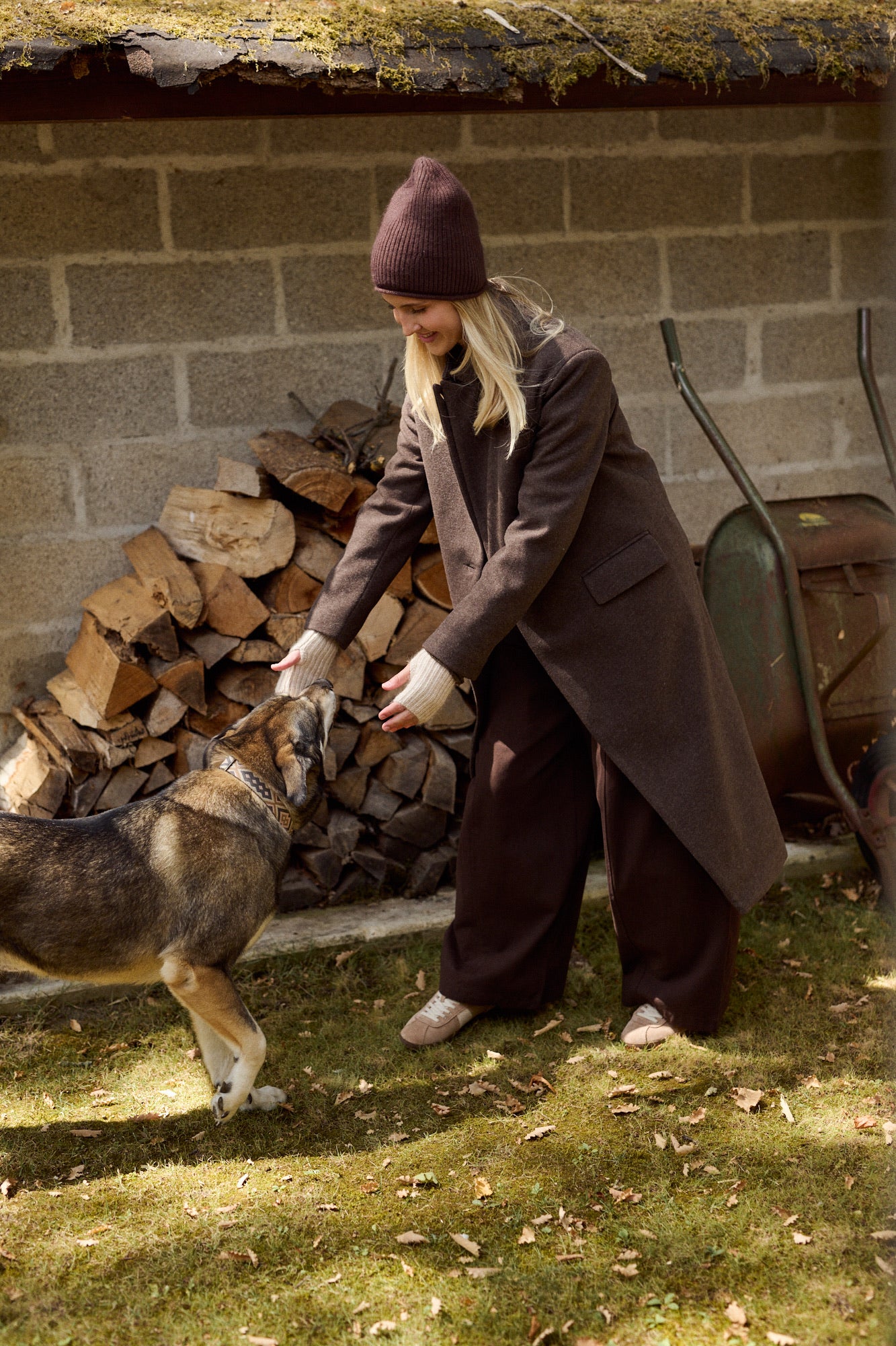 Heather brown wool long coat