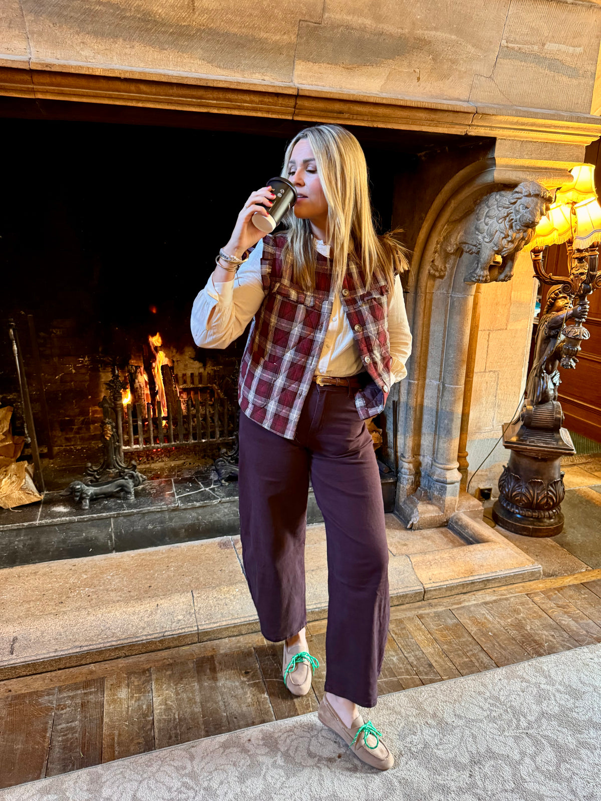 Billie tartan frill sleeve gilet