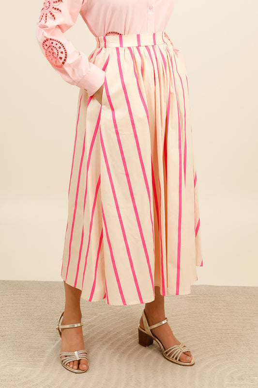 Imelda pink stripe full skirt