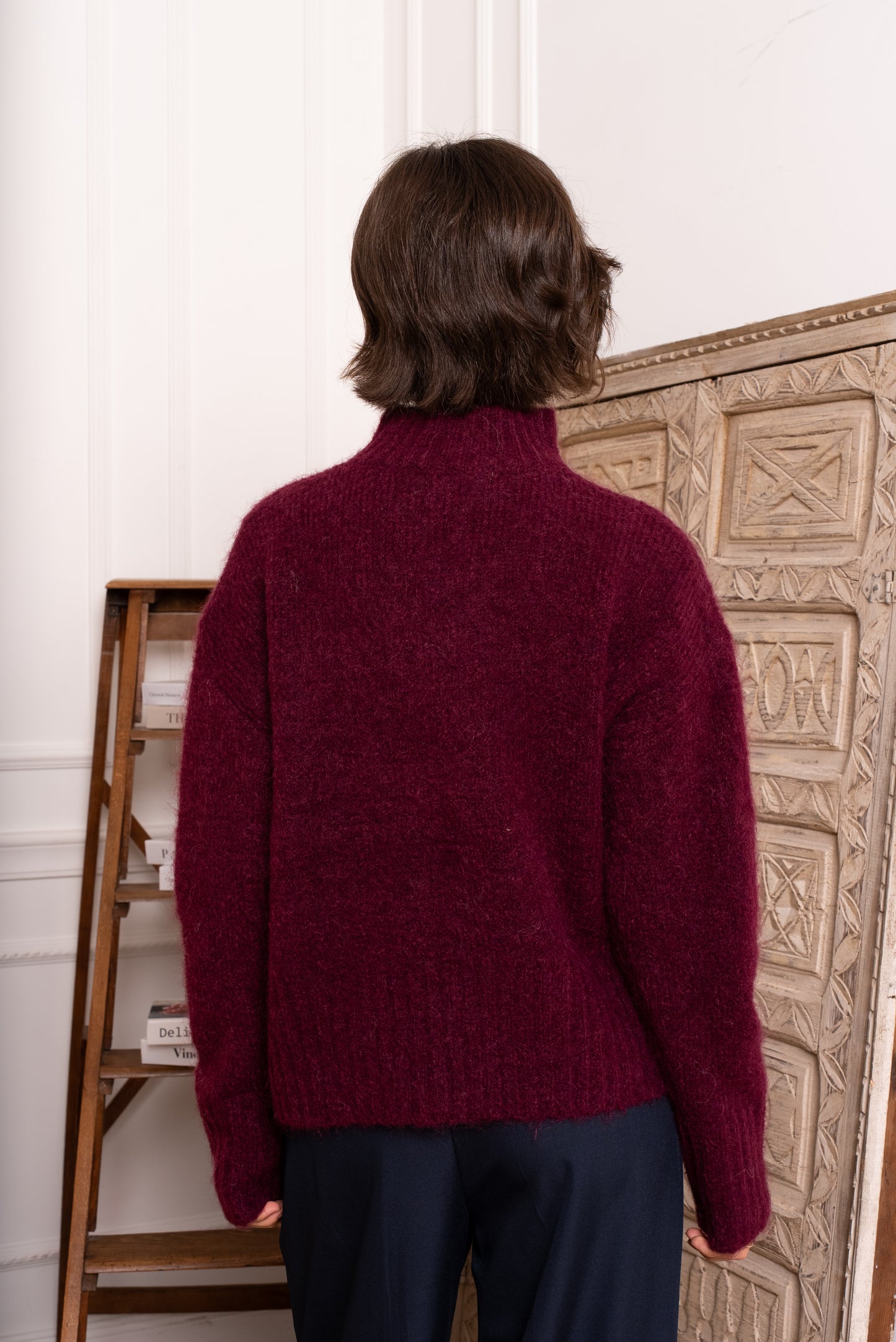Audrey burgundy soft polo neck jumper