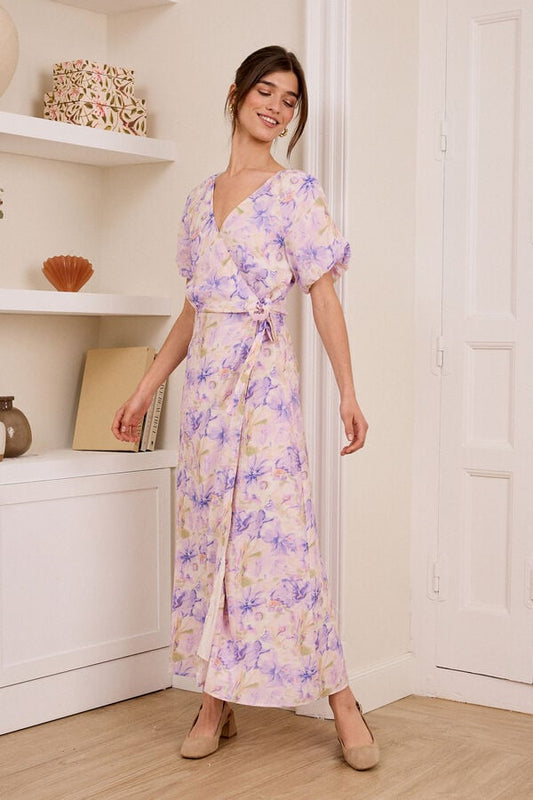 Ever After Floral Puff Sleeve Wrap Maxi Dress