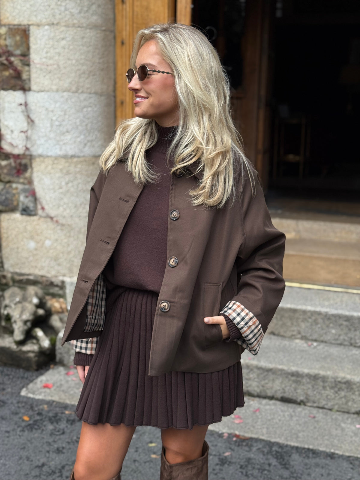 Isabelle chocolate brown polo neck jumper