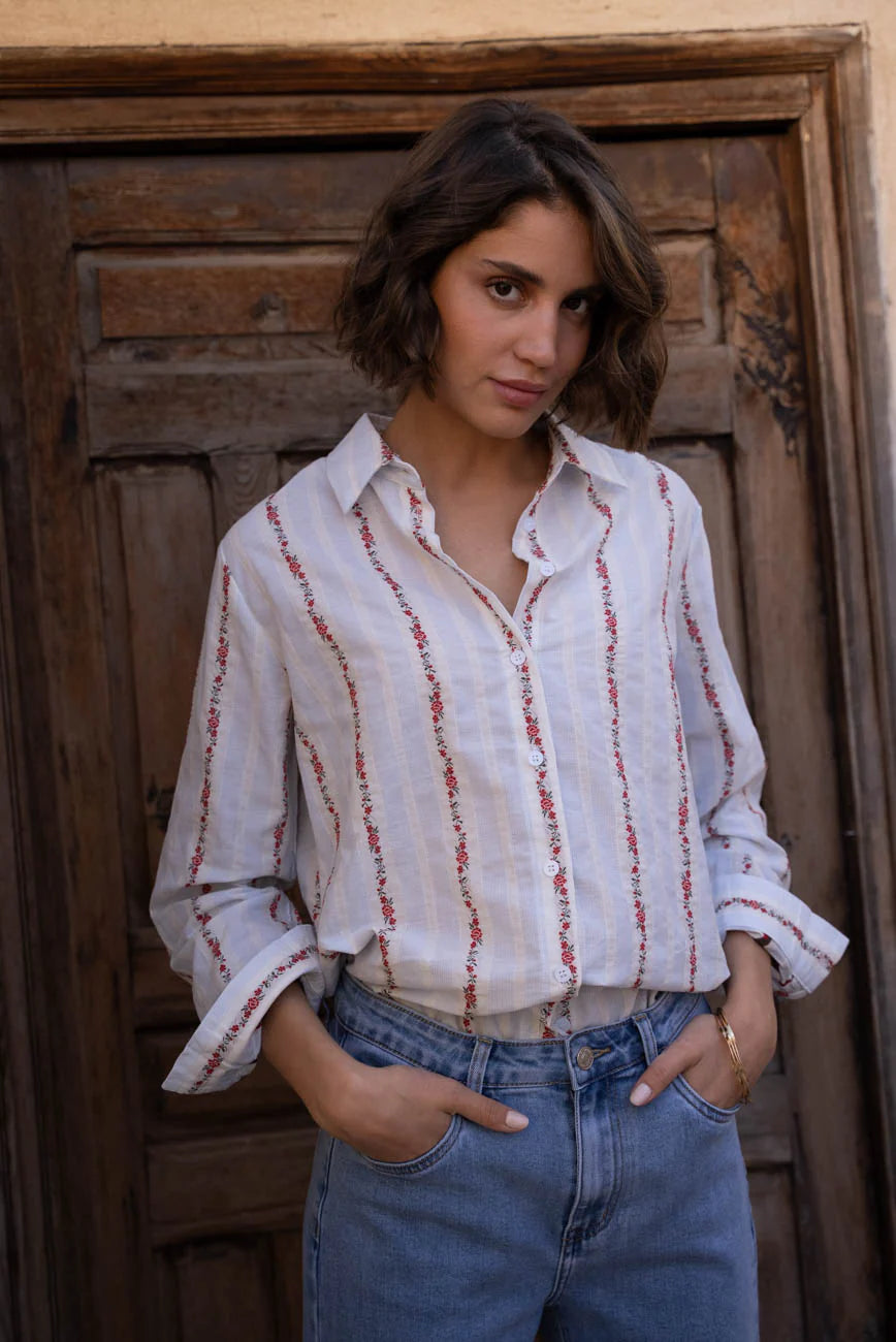 Dana floral striped shirt