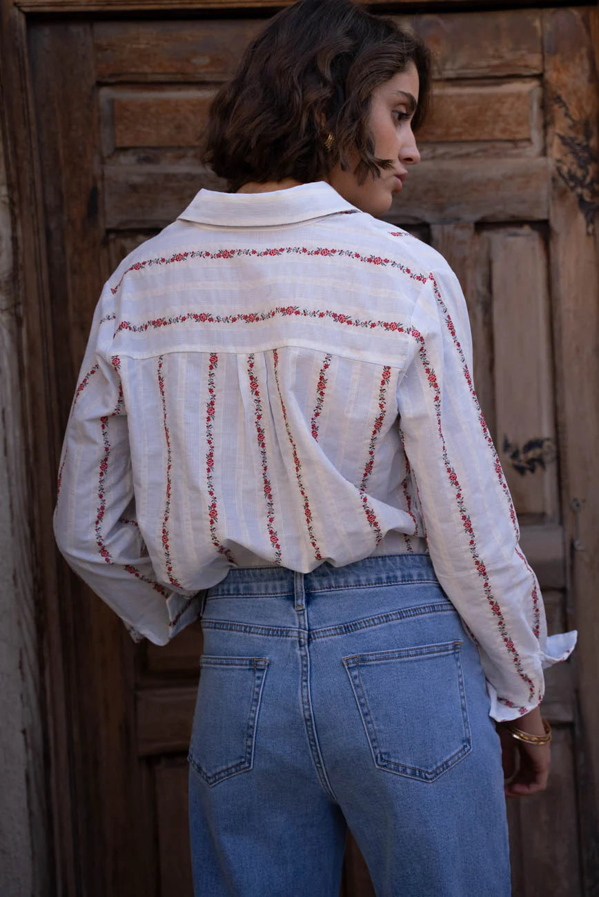 Dana floral striped shirt