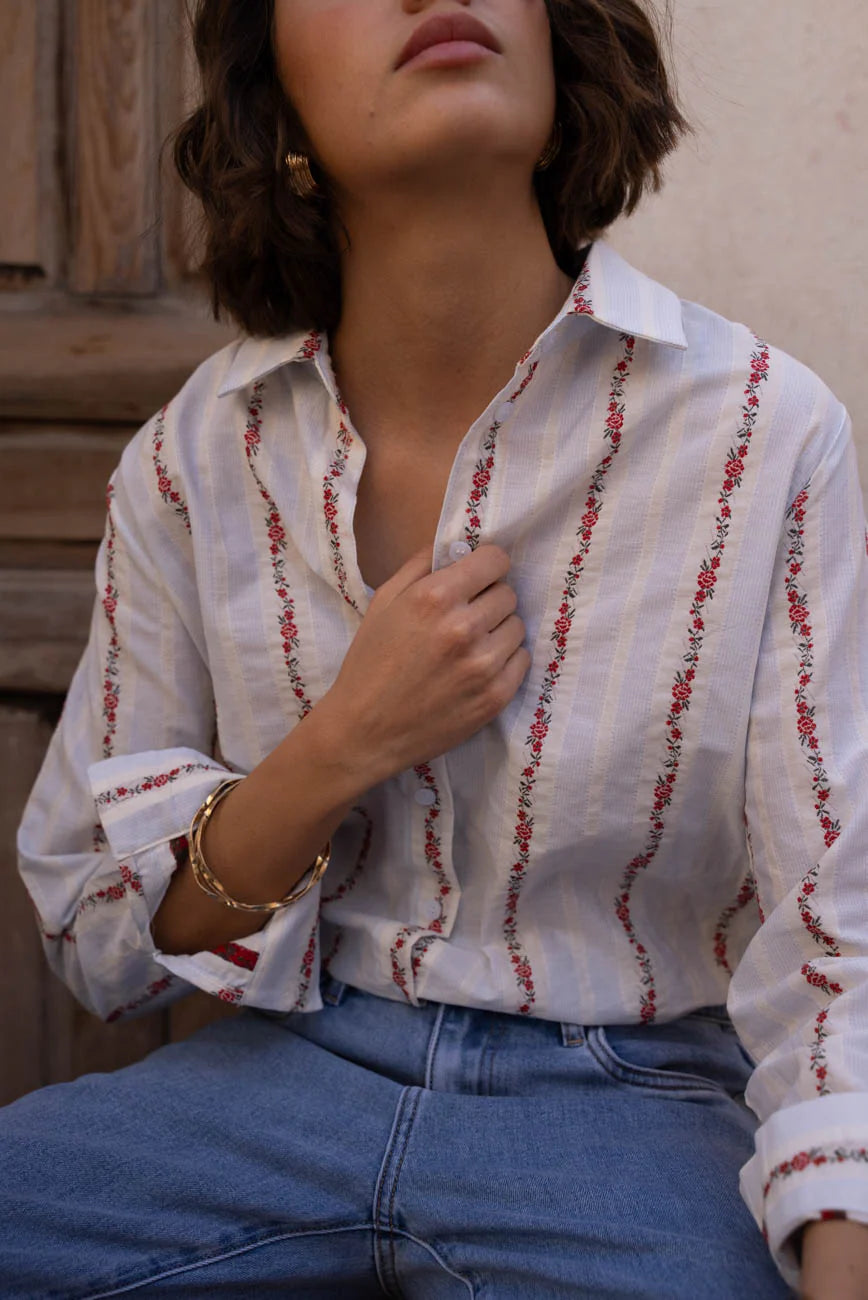 Dana floral striped shirt