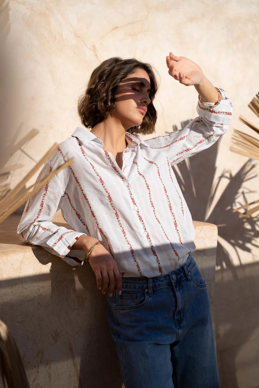 Dana floral striped shirt