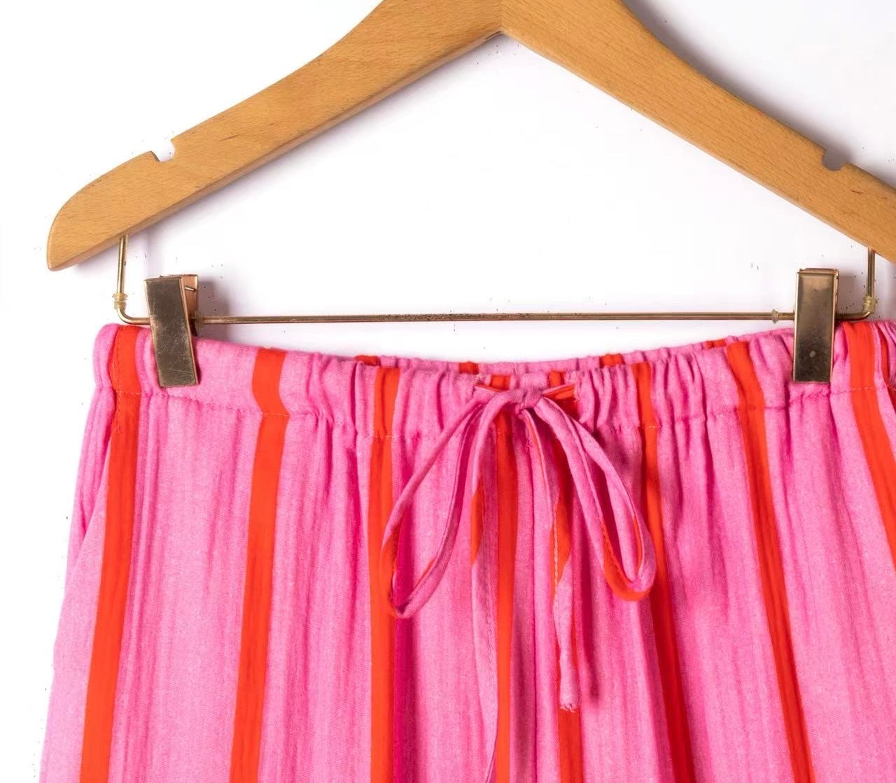 Elodie pink and red stripe co-ord pants and top