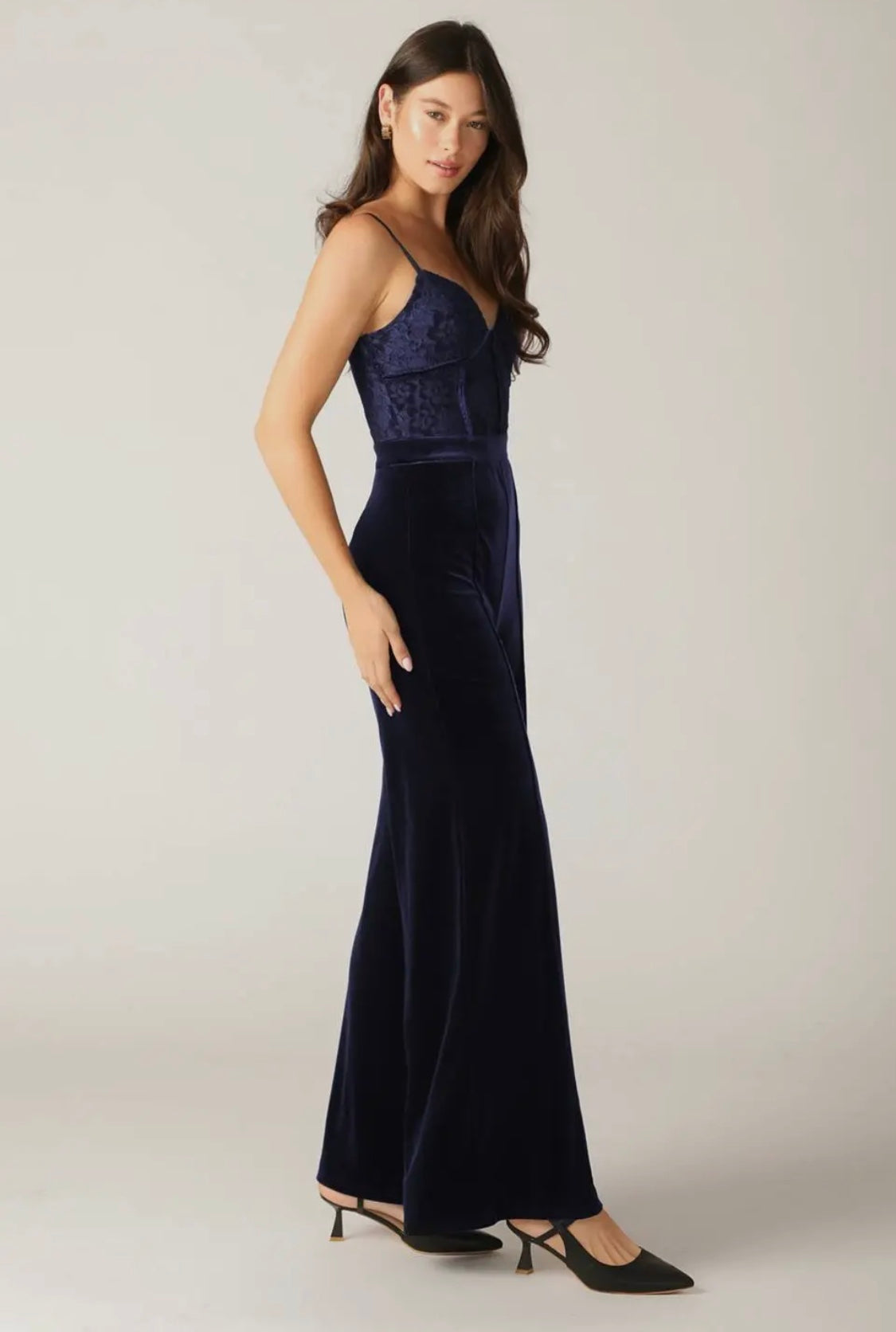 Elise Navy velvet jumpsuit