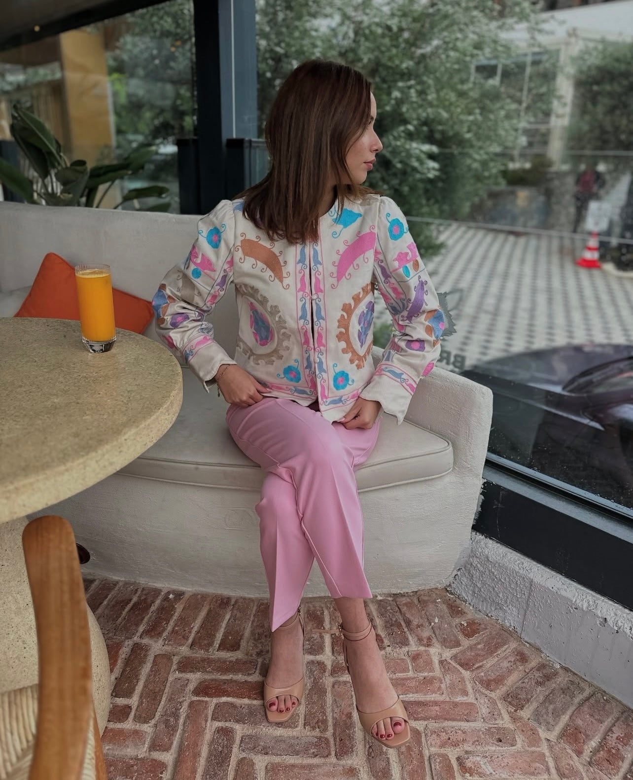 Preorder Christie pink floral embroidered jacket